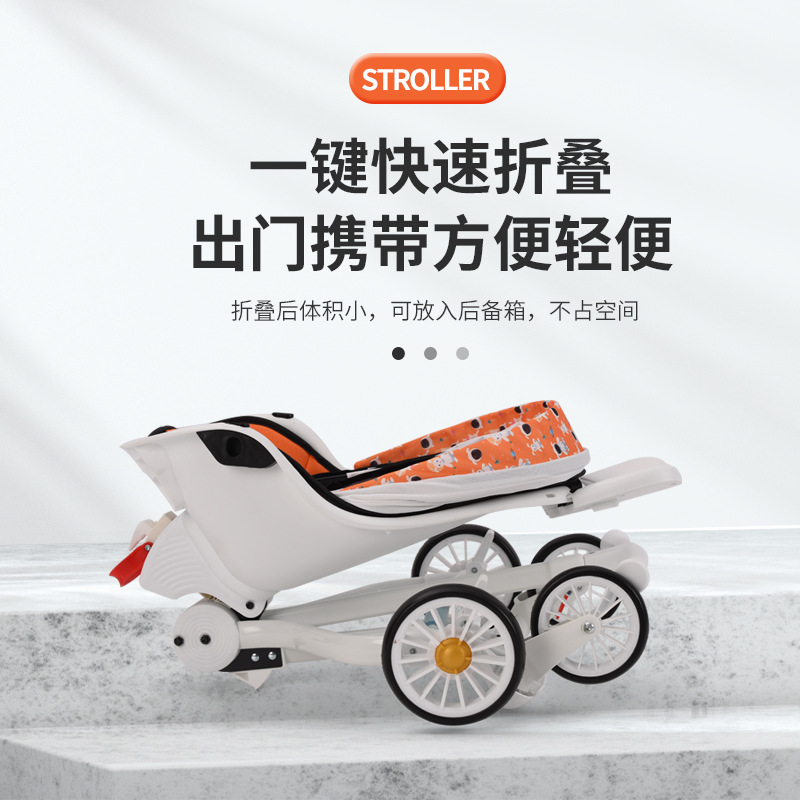 Baby Stroller One-Click Folding Baby Walking Tool Can Sit and Lie Baby Folding Cart 1-5 Years Old Baby Stroller