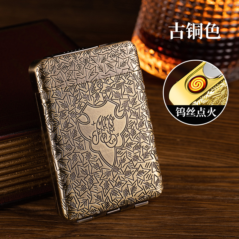 YF-858 Three-Open Cigarette Lighter Cigarette Case Charging Lighter Movie Same Multi-Functional Dual-Purpose Cigarette Set Best-Seller on Douyin