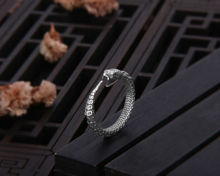 梵银批发小众设计新款活口韩版衔尾蛇戒指暗黑朋克潮男女情侣指环