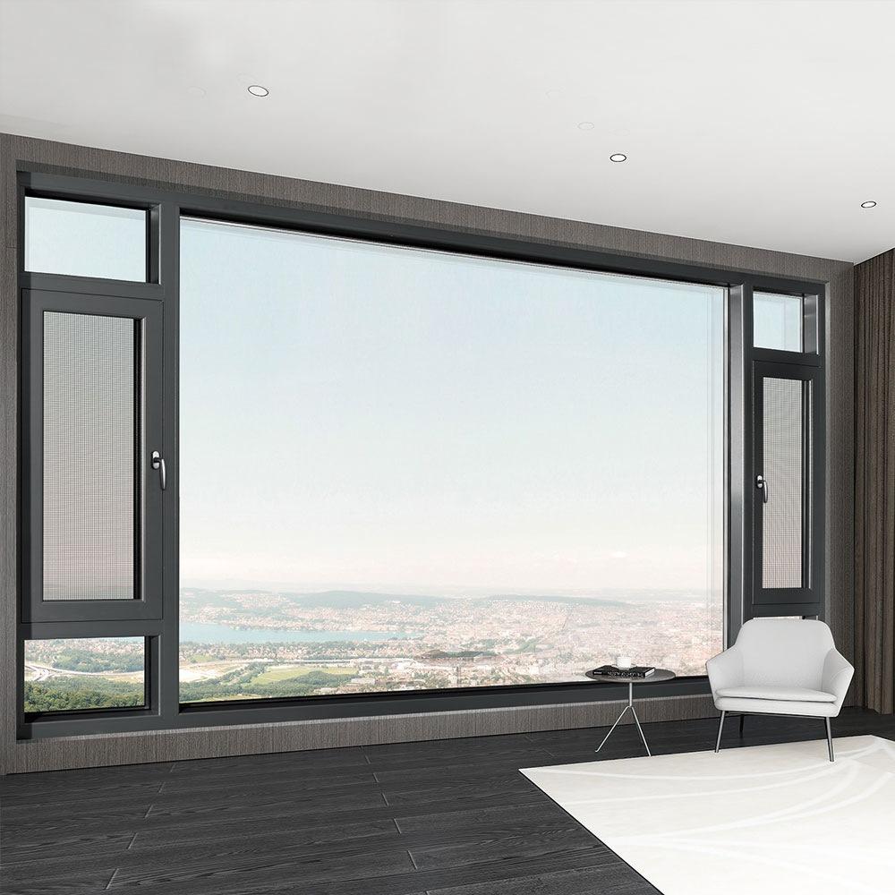 家装中式门窗断桥铝纱窗铝合金门窗定制落地全开窗窗户定做铝合金