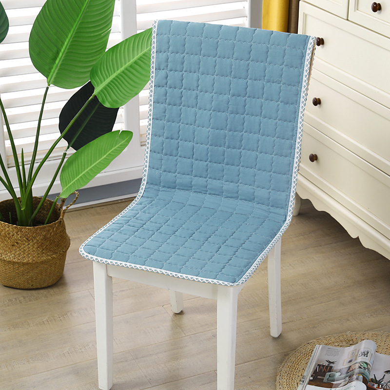 简约现代布艺格子四季通用防滑连体椅垫餐椅套靠背一体坐垫家用