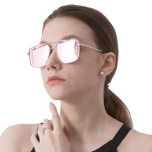 高品质金属双梁方框太阳镜 男士复古飞行员墨镜 防紫外线眼镜批发