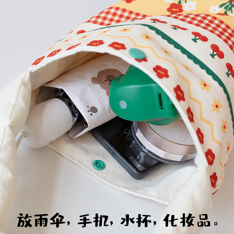 Summer Portable Canvas Bag Female Versatile Bucket Bag Underarm Bag Female Niche Student Lunch Box Cloth Bag Small Bag Wholesale