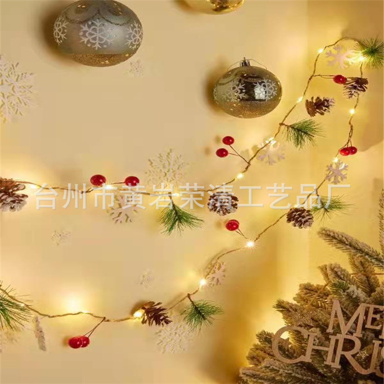 Led Pine Cone Light String Small Mulberry Hanging Flag Christmas Pine Cone Light Pine Needle Bell Copper Wire Light Christmas Garland Decoration