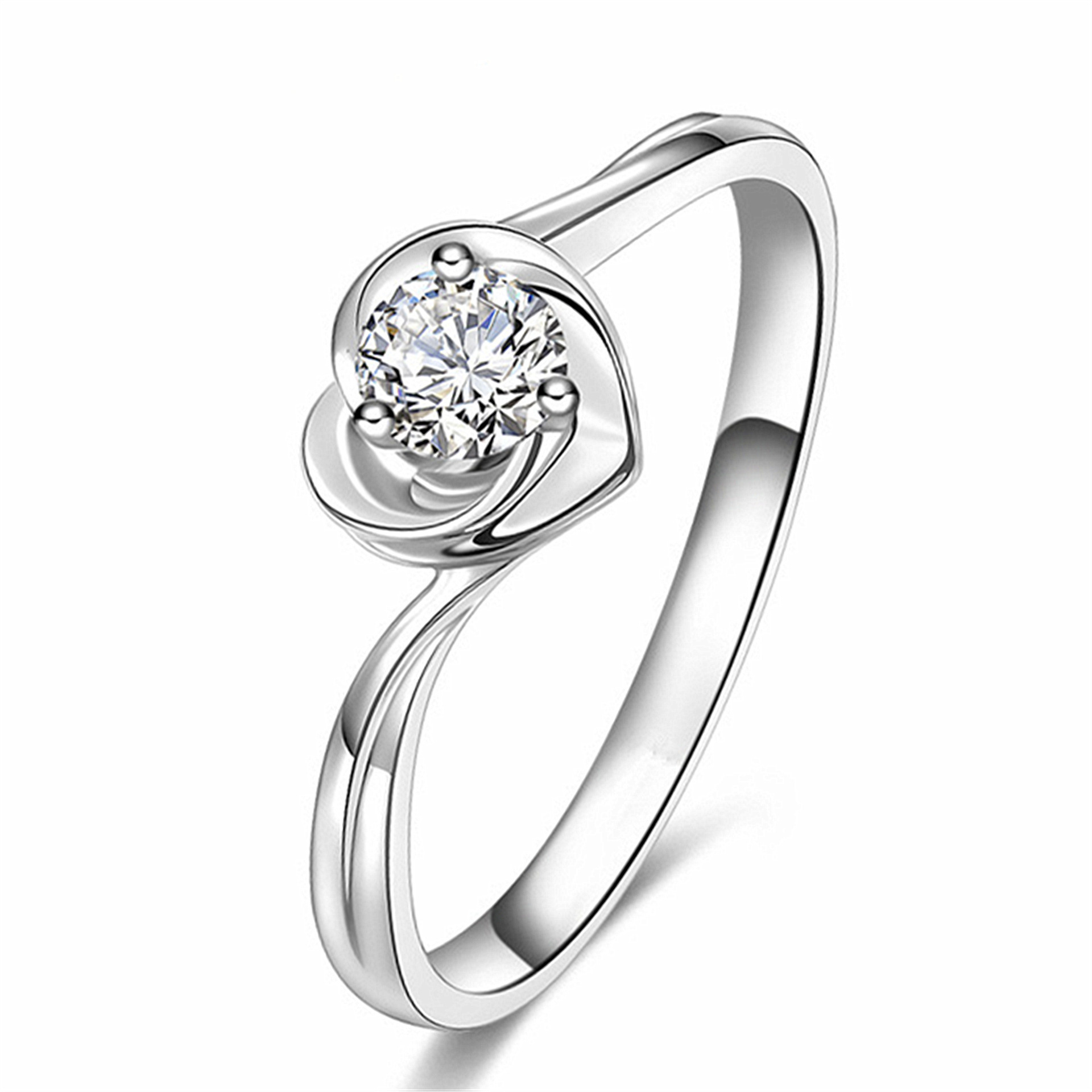 韩版爱心钻戒女正品新款镀18k金心形钻戒求婚对戒结结婚钻石戒指