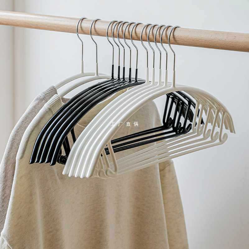 霜山高锰钢晾衣架家用无痕不鼓包浸塑衣架衣柜防滑挂衣服衣撑5支