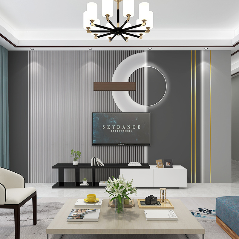 北欧格栅电视墙背景墙壁纸2021年新款网红直播间装饰壁画客厅壁布