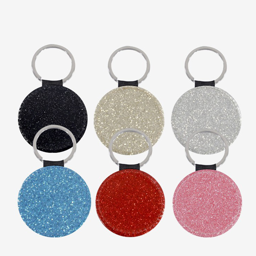 Factory Direct Supply Thermal Transfer Litchi Pattern Keychain Blank Pu Shiny Key Pendants DIY Blank Consumables Wholesale