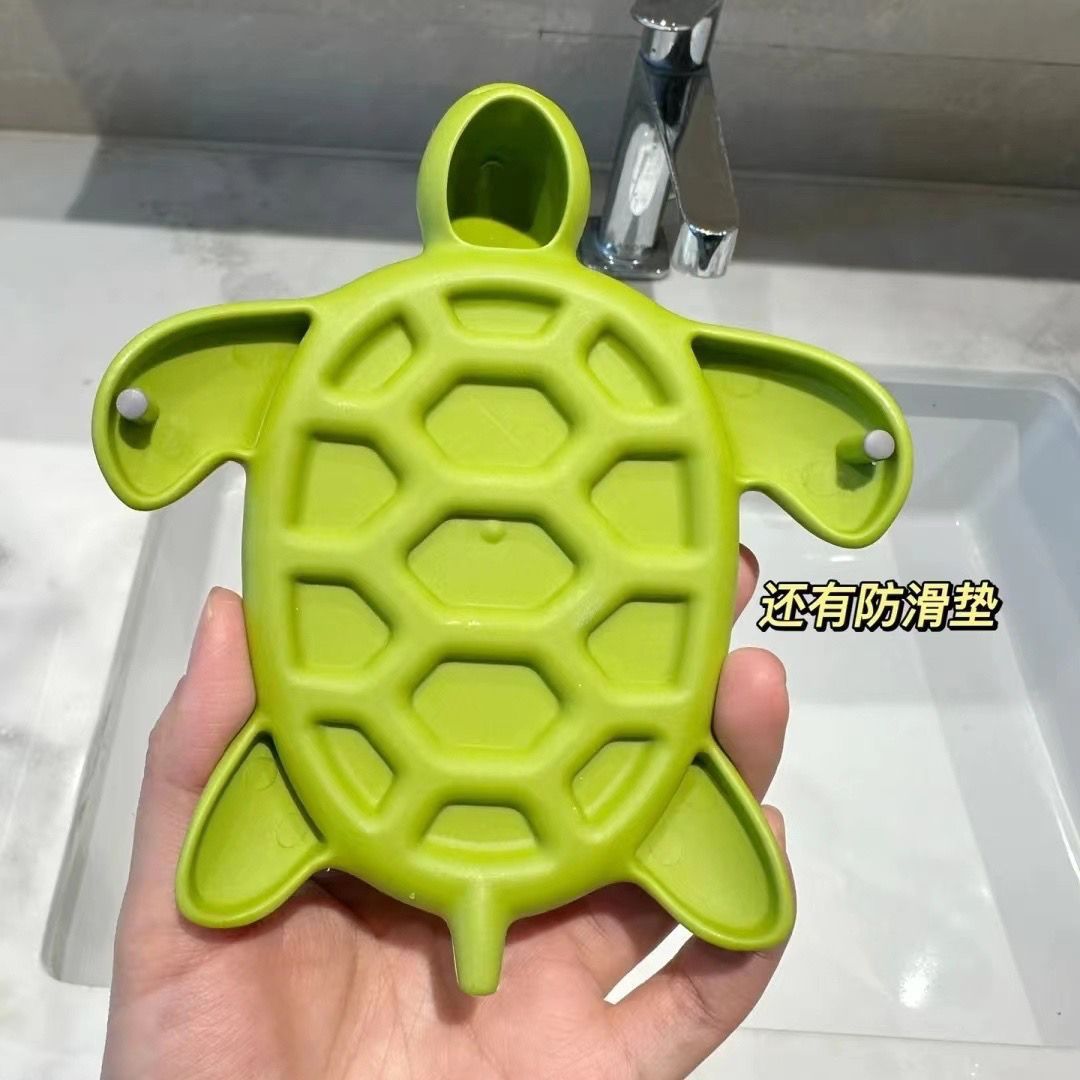 Cartoon Creative Turtle Soap Dish Household Minimalist Washstand Cartoon Turtle Soap Box Water-Free Draining Sanitary