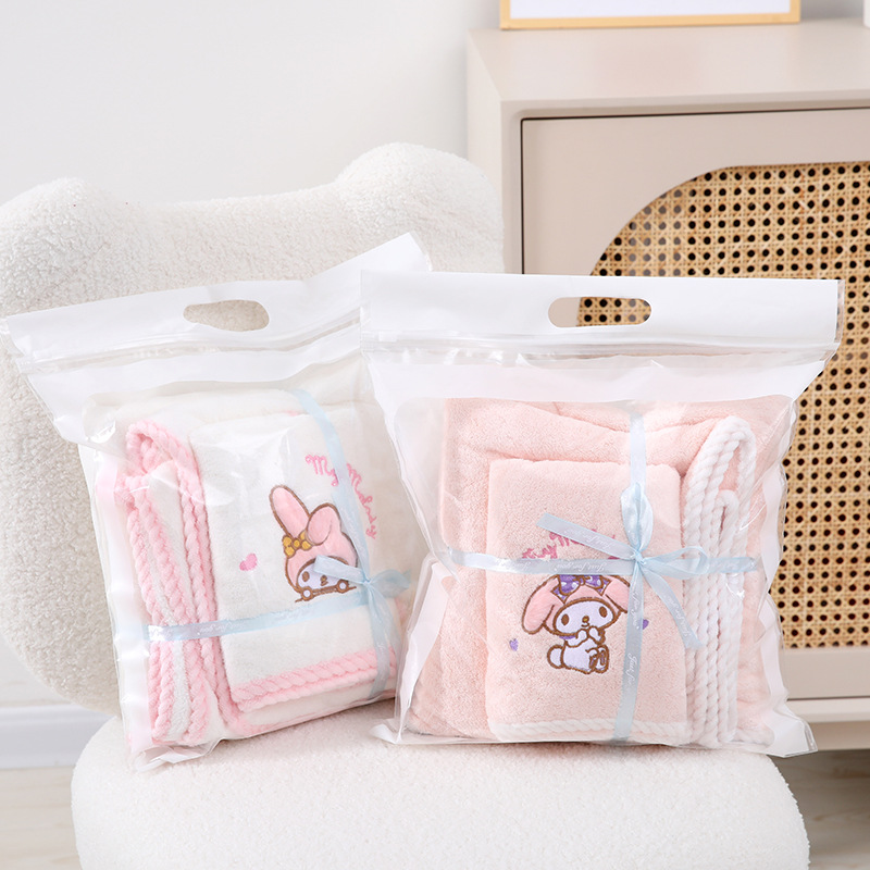 Cross-Border Spot Wholesale Girl Cute Towel Bath Towel Quick-Drying Household Melody Sanrio Set Cartoon Absorbent