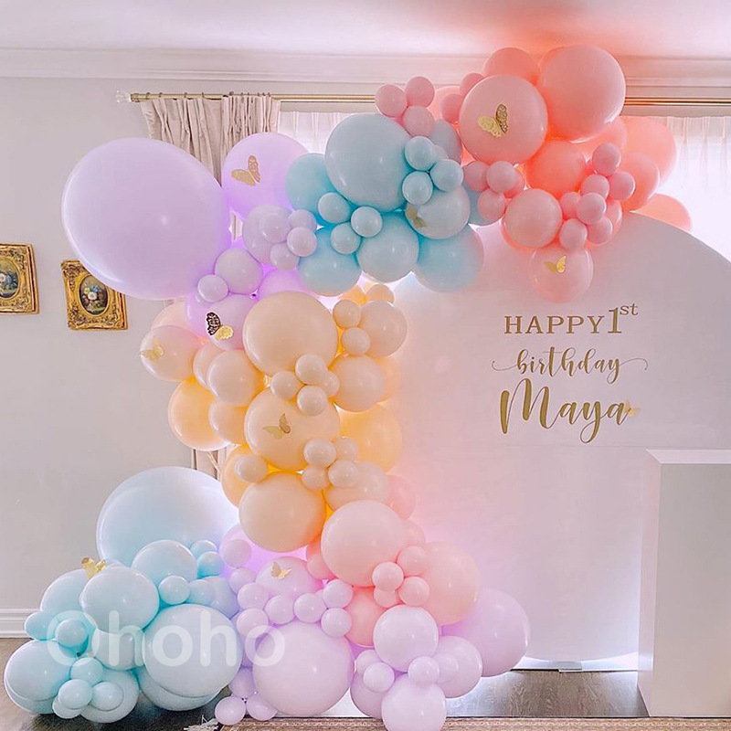 Garland High-Profile Figure Balloon Chain Package Macaron Rubber Balloons Set Birthday Party Wedding Room Wedding Decoration