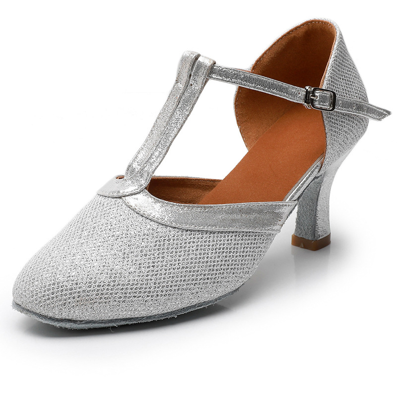 新款成年女士包头拉丁舞鞋软底高跟舞蹈鞋女摩登舞交谊舞鞋华尔兹