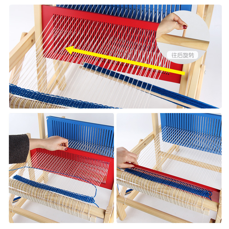 Wooden Simulation Loom Kindergarten Corner Material Children Baby Early Education Diy Handmade Wool Weaving Toys