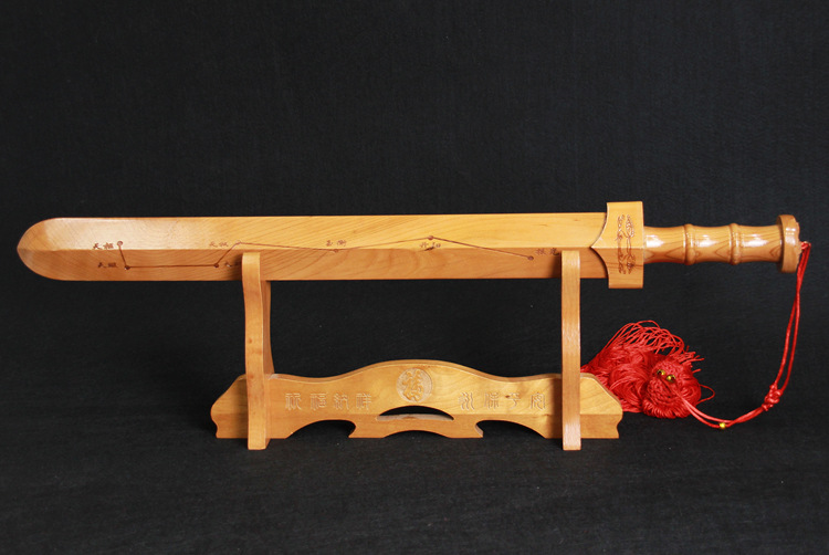 桃木剑七星汉剑雕刻木雕工艺品剑架摆件