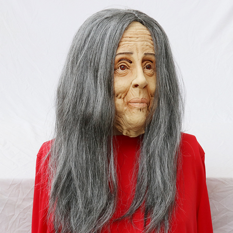 魔鬼老太婆面具孟婆面具恐怖鬼脸面具老太太老奶奶老人乳胶头套