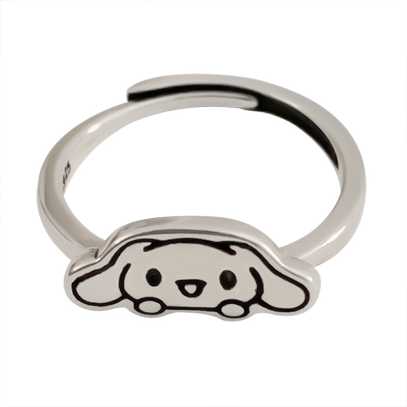 Ring Cartoon Ring Female Cute Personalized Niche Design Ornament Simple Opening 925 Sterling Silver Ring Does Not Fade