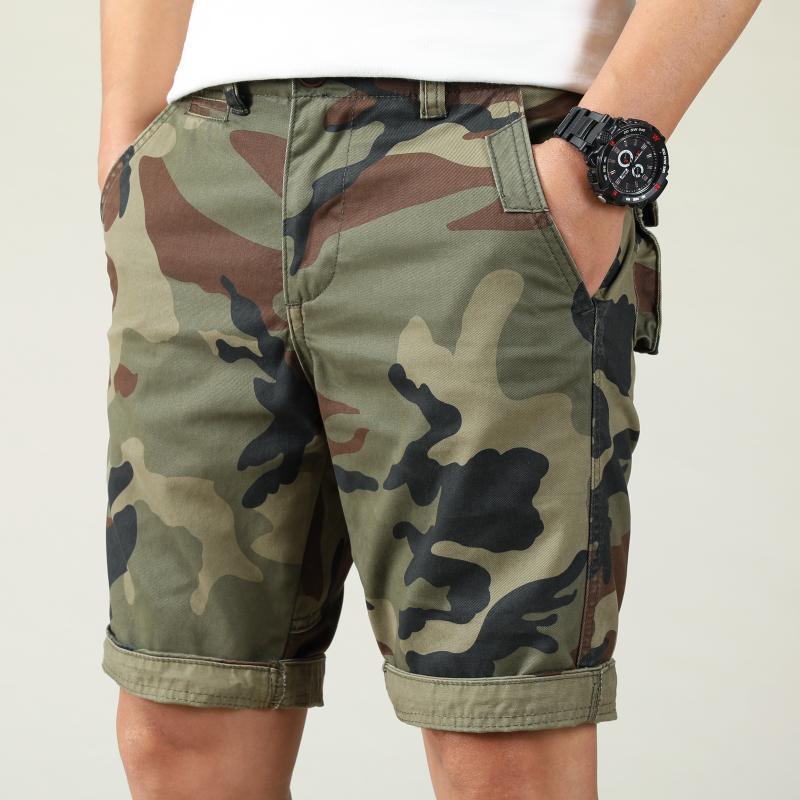 New Summer Men's Camouflage Five-Point Overalls Retro Men's Straight Mid-Waist Cotton Casual Shorts Factory Wholesale