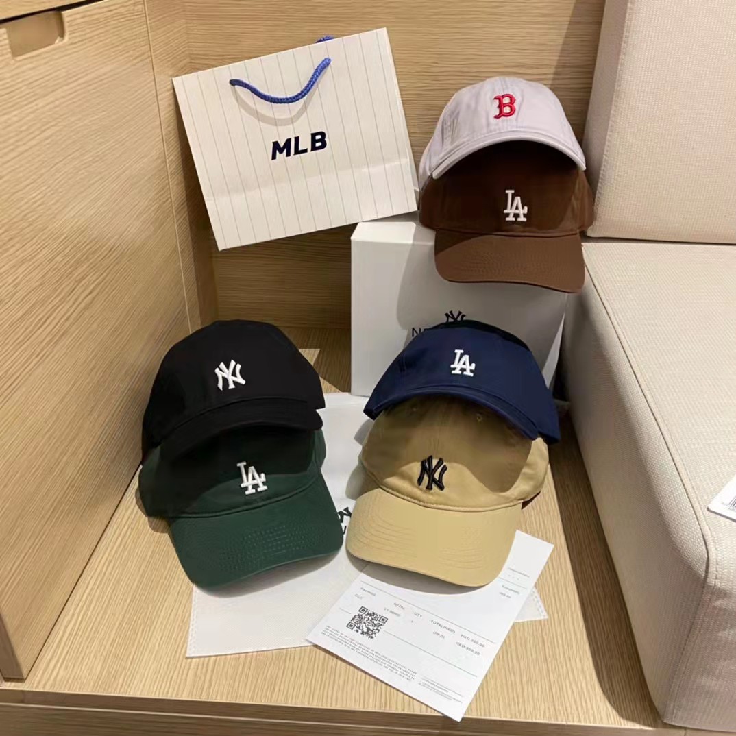 现货mlb小标软顶棒球帽ny la字母刺绣情侣款舒适透气防晒鸭舌帽潮