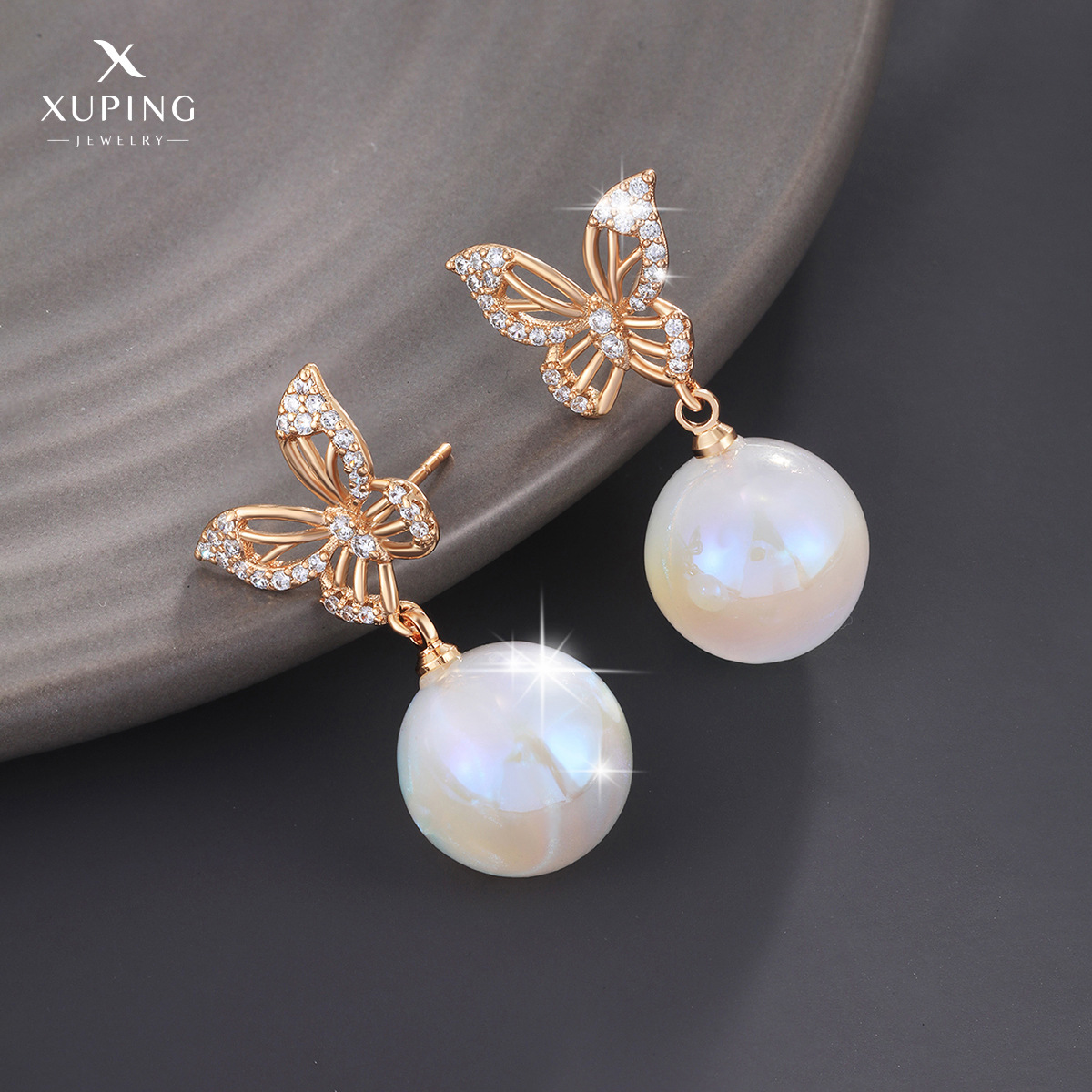 xuping jewelry new butterfly mermaid artificial pearl earrings women‘s simple atmosphere gentle graceful earrings wholesale