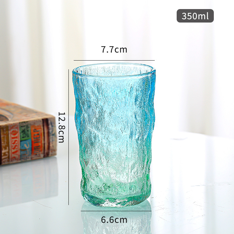 High Glacier Cup Tree Pattern Glass Water Cup Men and Women Summer Beer Cup Ins Style Milk Drink Coffee Cup