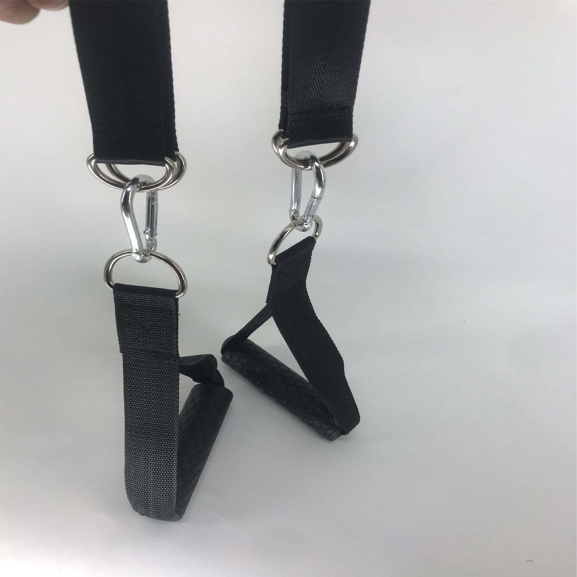 包胶trx吊环手把运动健身户外连接带拉力绳海绵手柄悬挂d环连接扣