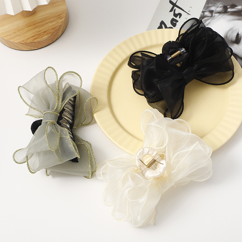 21 Summer New Korean Hair Accessories Voile Polyester Fashion Spring Gap Former Red Bow Hair Clips Hair Accessories