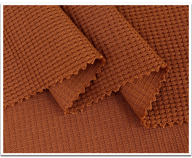 单面菱形华夫格面料 260g仿棉粗针凹凸格提花卫衣套装针织面料