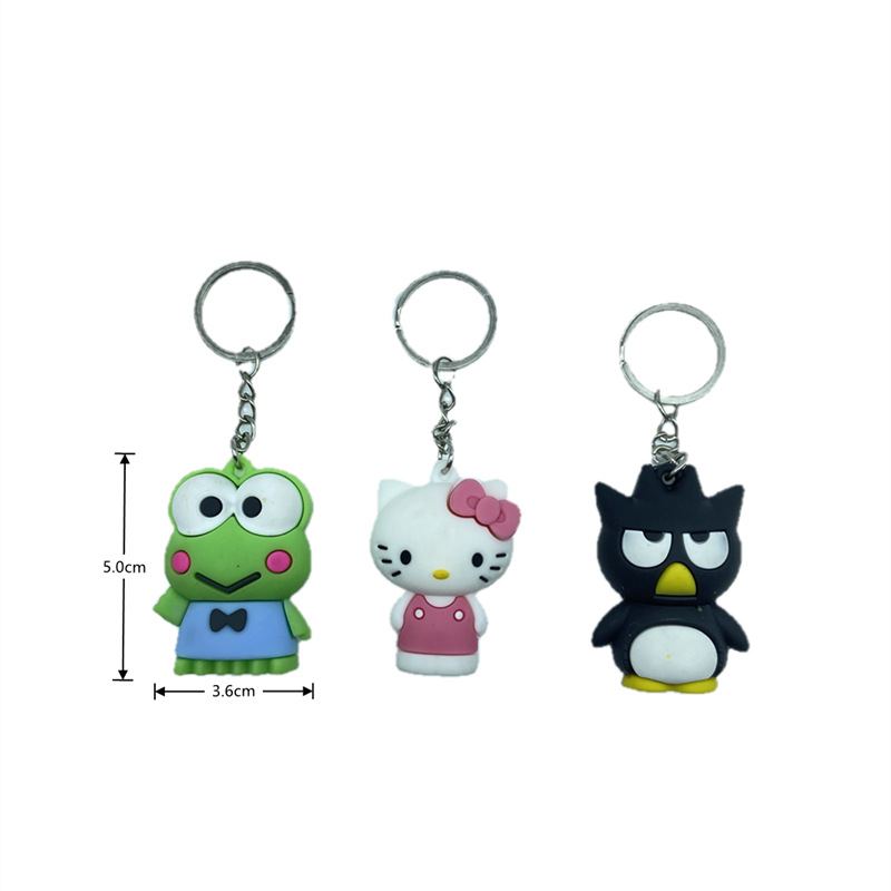 5025# Creative Soft Glue Stereo Hello Kitty Cool Penguin Cinnamon Dog Doll Keychain Cars and Bags Hanging Piece Pendant