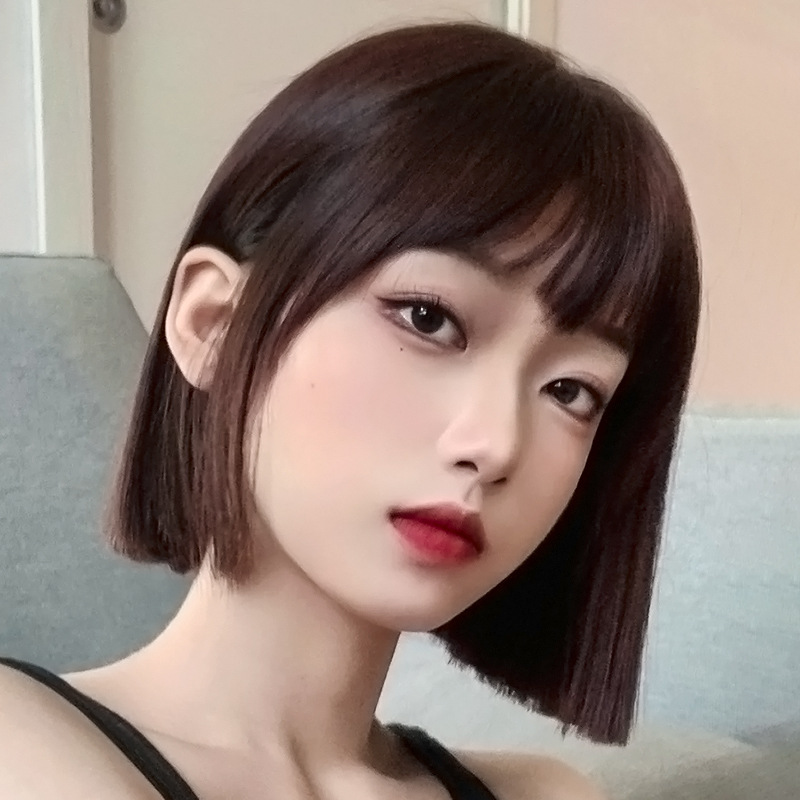假发女短发头套直发假发套一刀切假发漫画空气刘海短款直发波波头