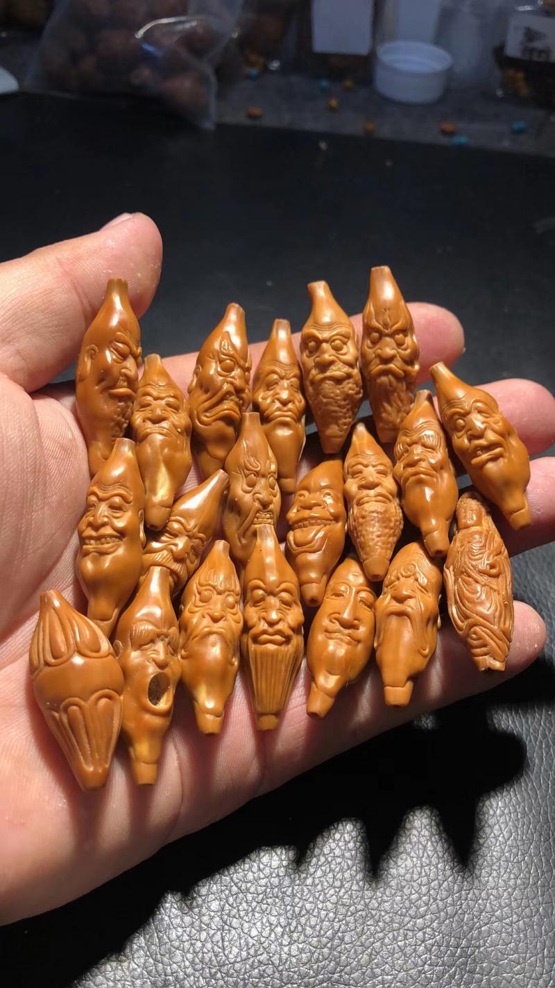 橄榄核十八罗汉长串柳叶核脖挂橄榄胡核雕佛珠手链男女文玩细长