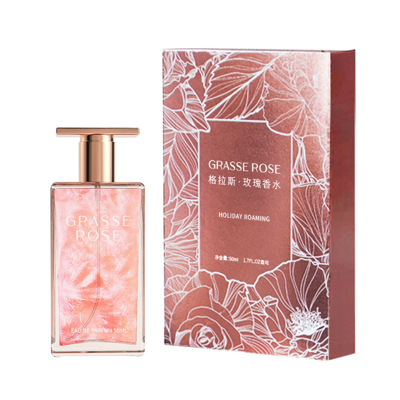 Holiday Roaming Glass Rose Perfume for Women French Essence Natural Fresh Long-Lasting Light Perfume Gift Box Hot Sale