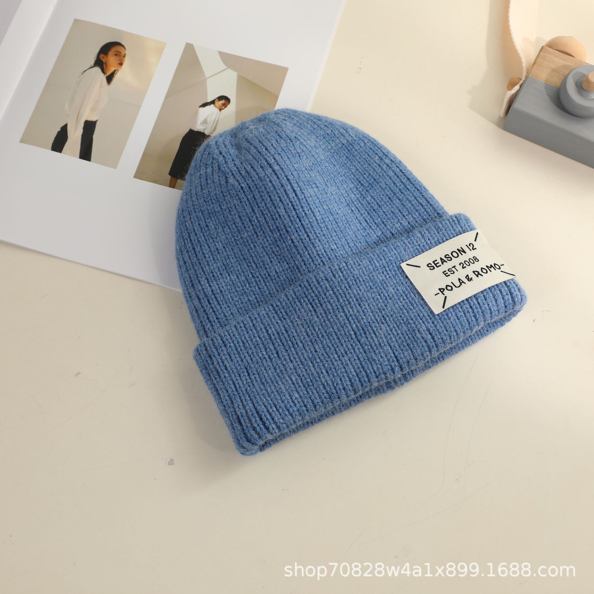 Autumn and Winter New Korean Style Ins Trendy Vintage Patch Letters Literary Couple Knitted Hat Face-Looking Small Warm Hat