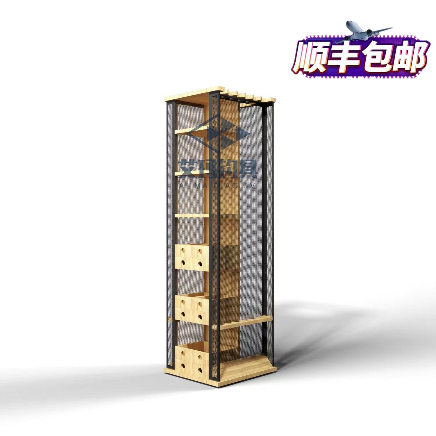 iema实木渔具柜收纳组合展示架多功能路亚竿架海钓鱼竿展柜家用