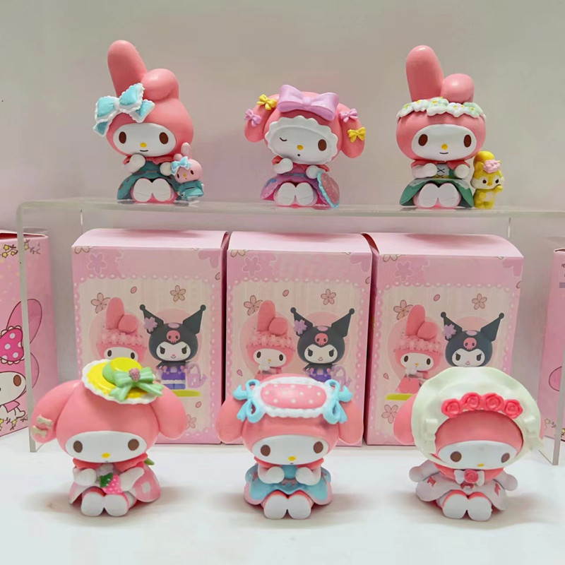 6款坐姿秘森茶话会美乐蒂手办盲盒坐姿女仆装公仔卡通玩偶摆件