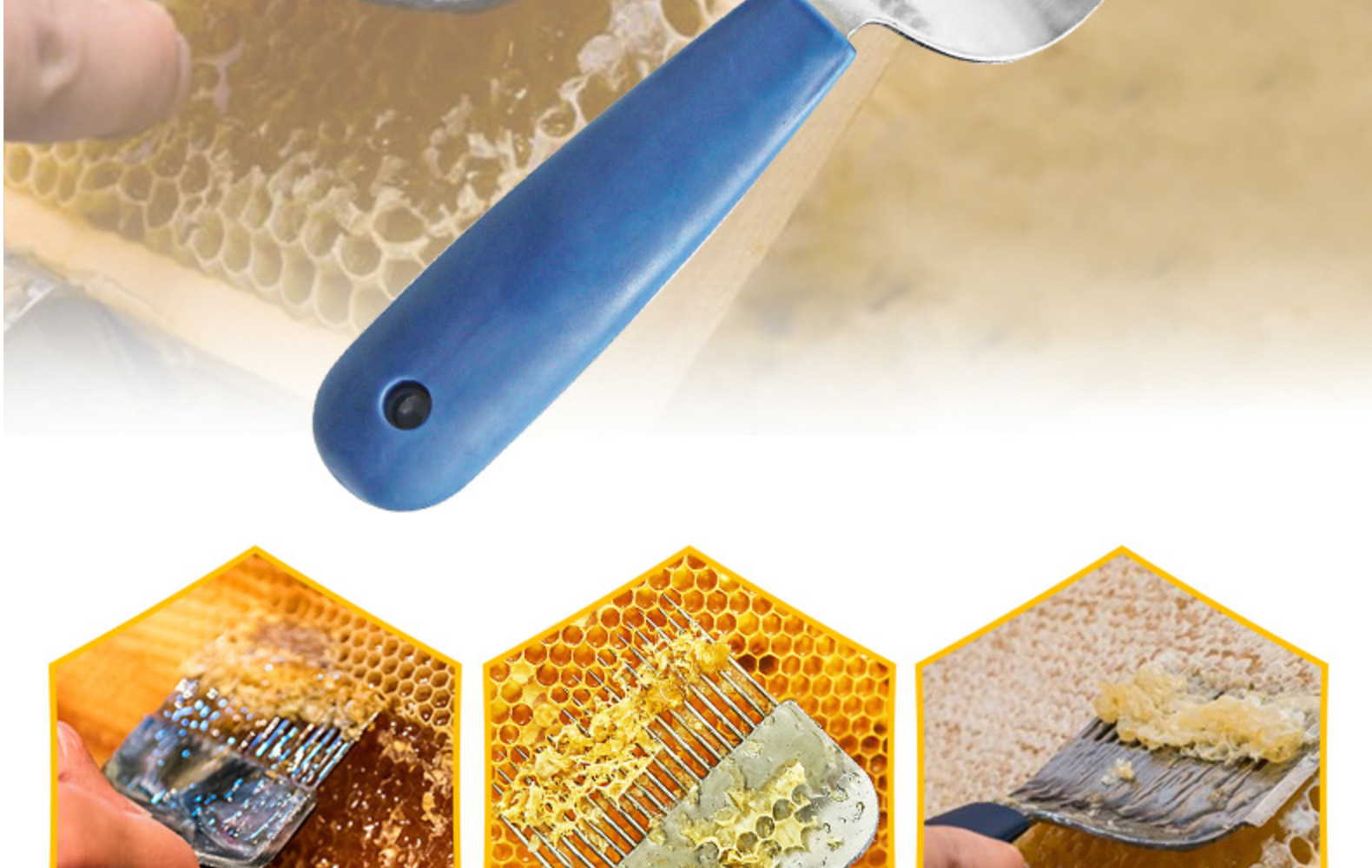 养蜂工具 出口蜂蜜刮刀 不锈钢割蜜叉 起蛹破蜜盖巢脾割蜜刀
