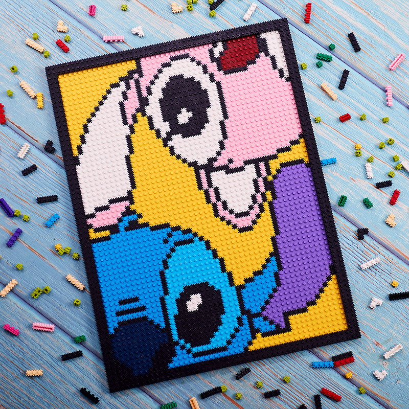 跨境海贼王火影像素装饰壁画串联积木兼容乐高拼图玩具男女孩礼物