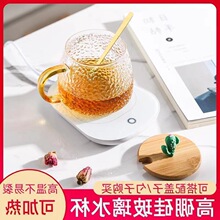 加热水杯宿舍家用玻璃杯恒温情侣泡花茶带盖勺微波可用锤纹杯子热