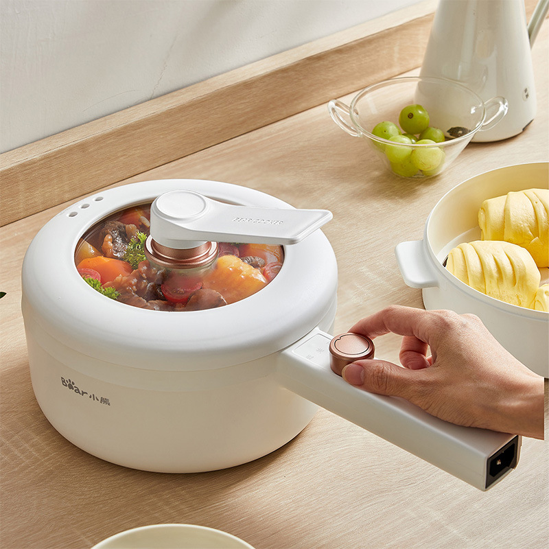 小熊电煮锅drg-p20m5电火锅800w出租屋电炒锅2l陶瓷油电炖锅现货