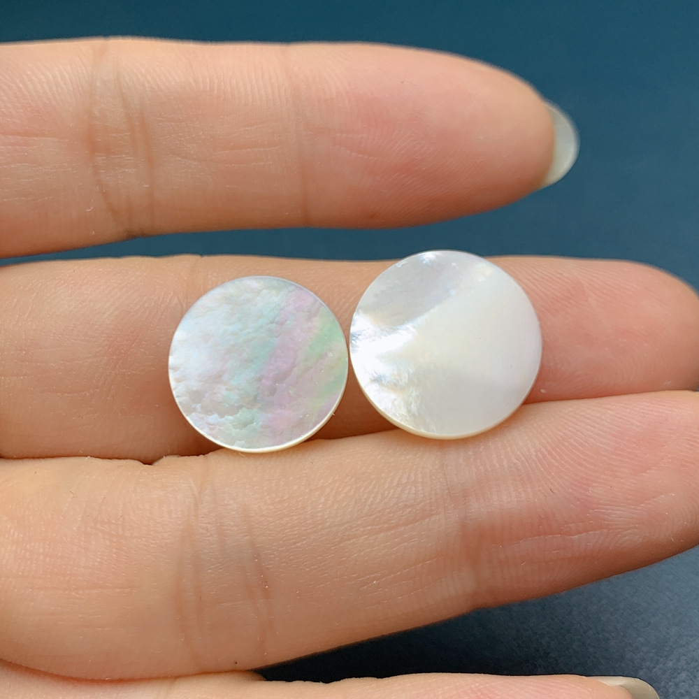 天然白贝母圆片 两面抛光贝壳戒面 时尚蝶贝裸石diy饰品配件