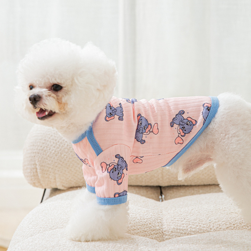 22 New Puppy Dog Full Printed Elephant Bottoming Shirt Cat Thin Sweater Small and Medium-Sized Dogs Pet Clothes Wholesale