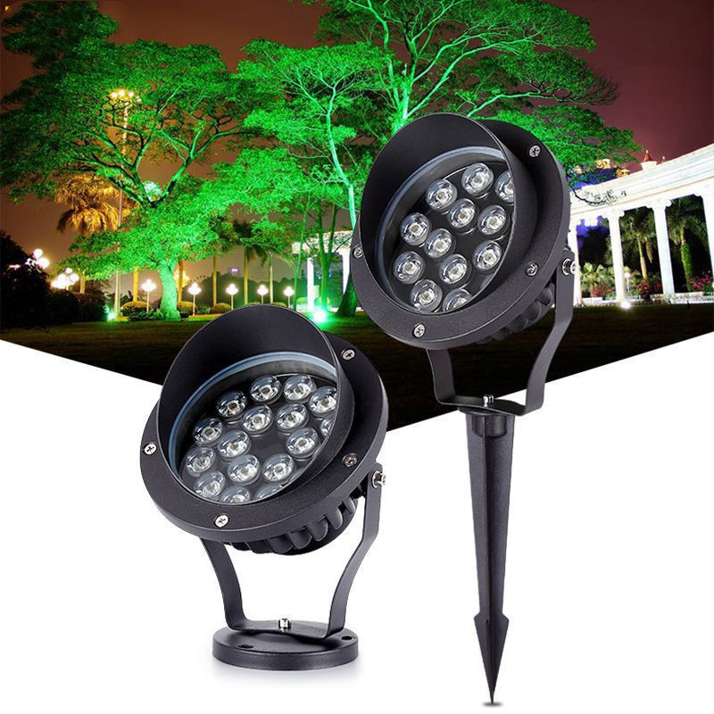 照树灯射树灯 户外防水树下射灯花园庭院彩圆形草坪灯led地插灯户