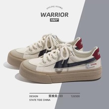 Warrior/回力帆布鞋女秋季2023新款鞋子女ins潮超火百搭厚底板鞋
