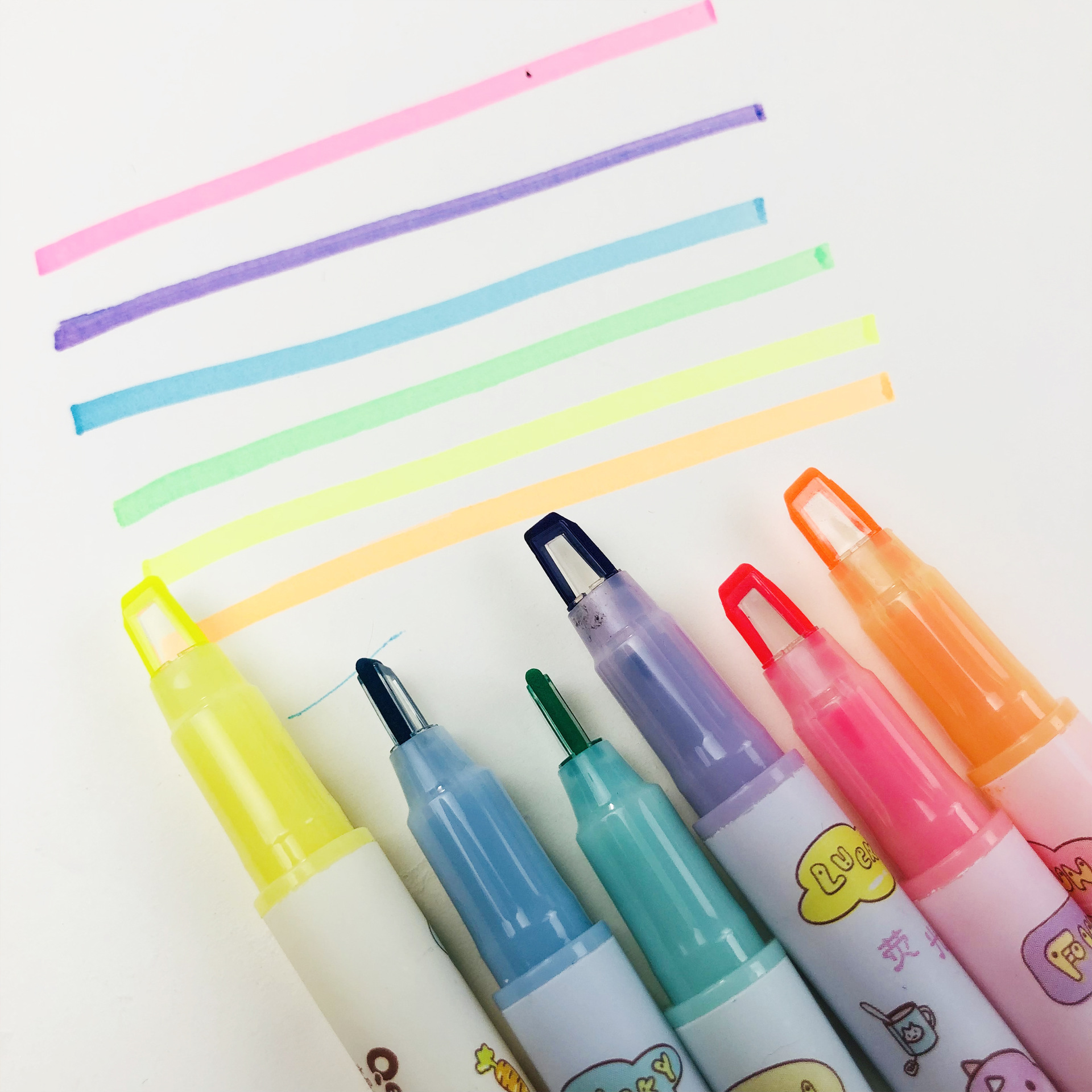 千色坊1280可视窗笔头荧光笔水晶涂鸦标记记号双头荧光笔