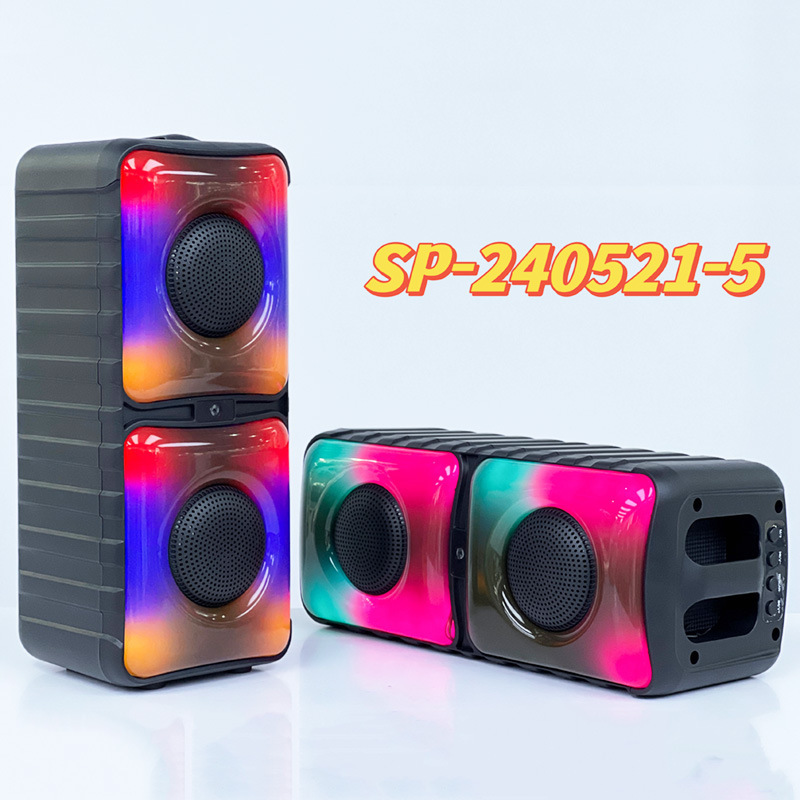 跨境新款手提双4寸rgb音响家用便携户外大音量低音炮无线蓝牙音箱