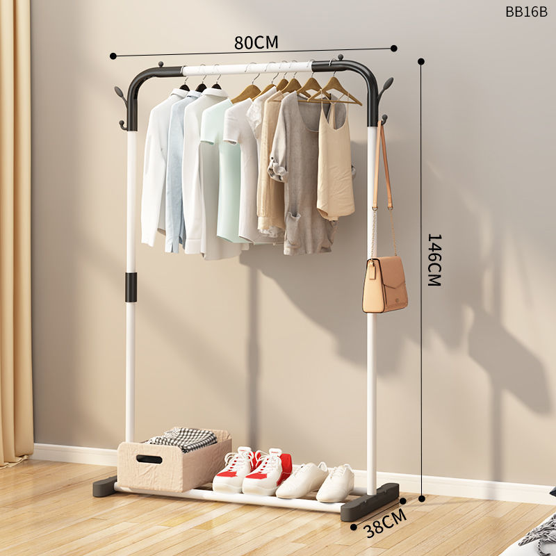 Simple Clothes Hanger Floor Vertical Bedroom Hanging Clothes Rack Bold Small Balcony Household Clothes Artifact Solid