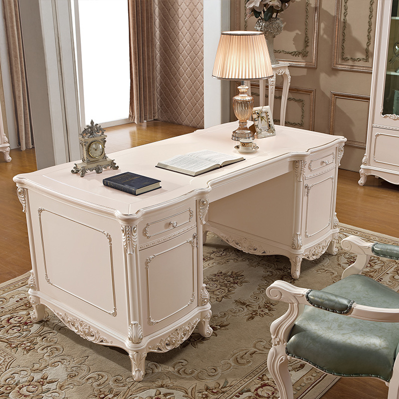 欧美式奢华书房家具实木书桌欧式老板桌家用办公复古大办公桌
