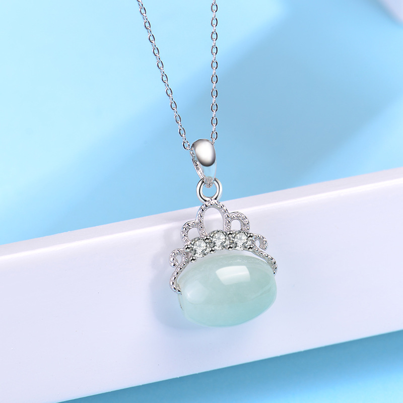 s925 silver necklace lulutong pendant women‘s emerald jade pendant necklace women‘s jade jadeware pendant women‘s valentine gift