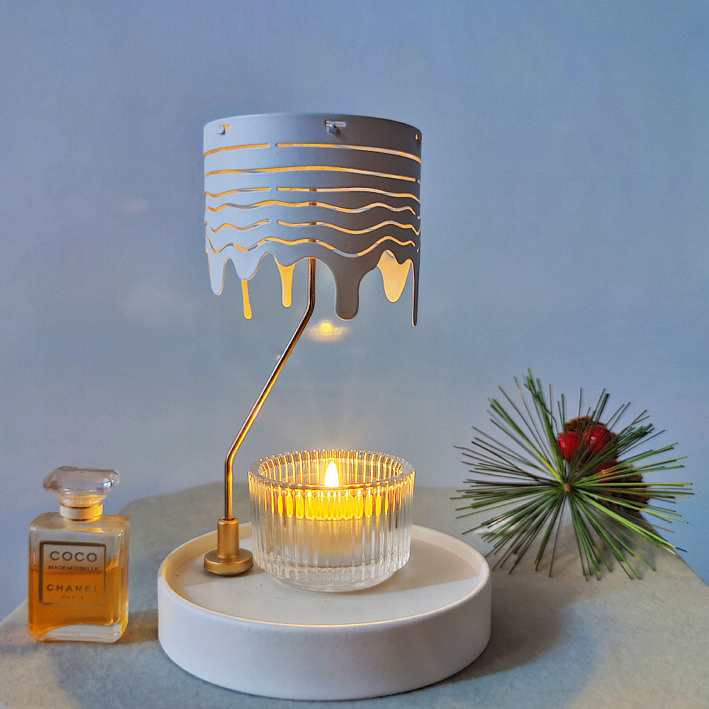 龙健源头厂家亚马逊圣诞礼品磁性托盘走马灯光影灯罩香薰旋转烛台