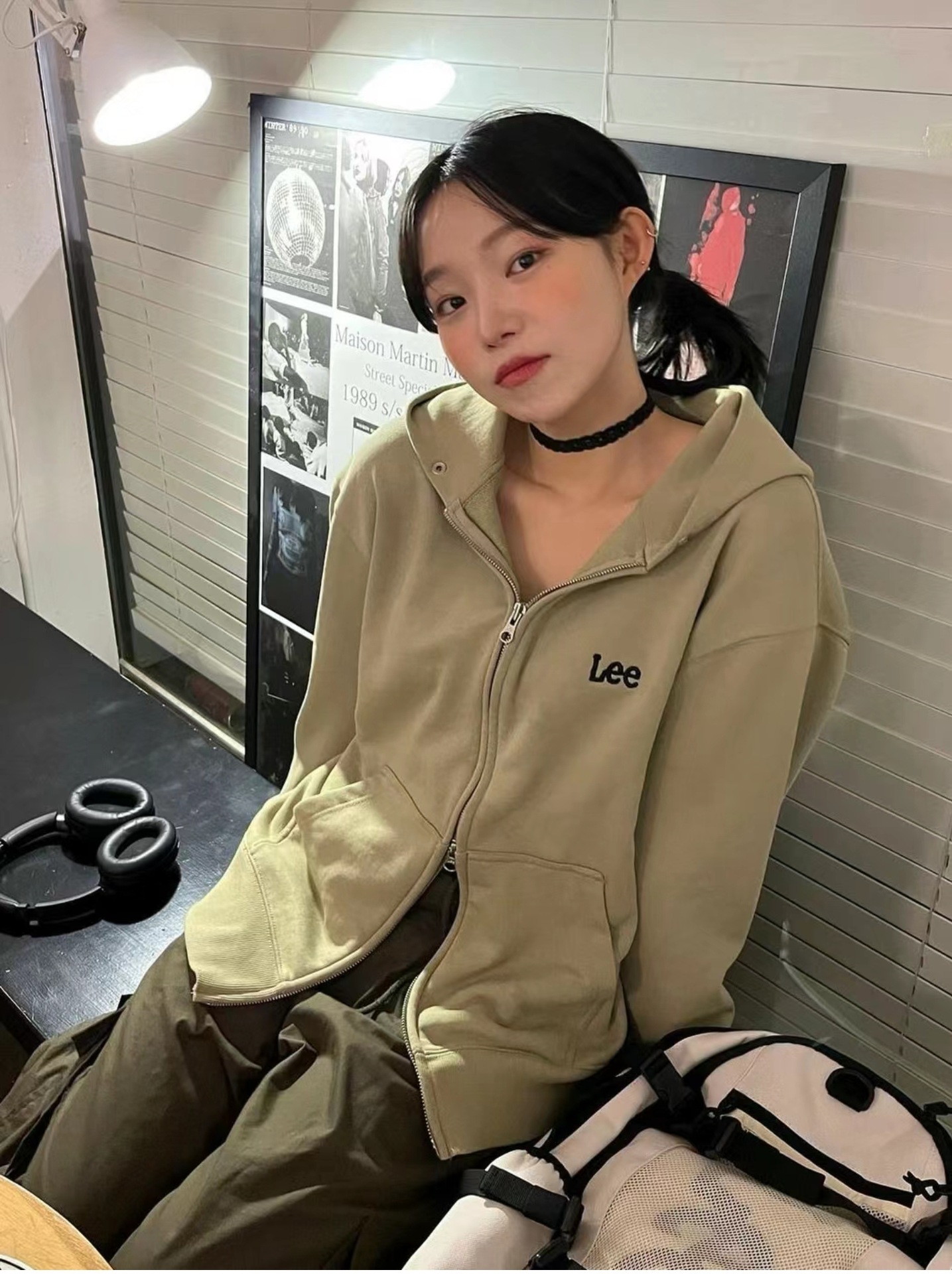 潮牌lee韩国ins风秋冬连帽开衫卫衣男女情侣同款休闲百搭拉链外套