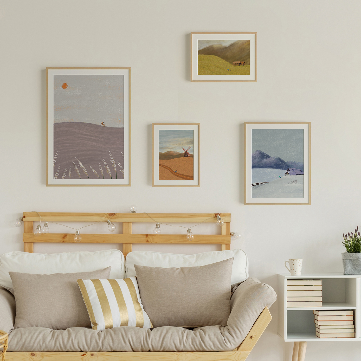 几米家 北欧客厅装饰画卧室简约抽象挂画风景文艺沙发背景墙壁